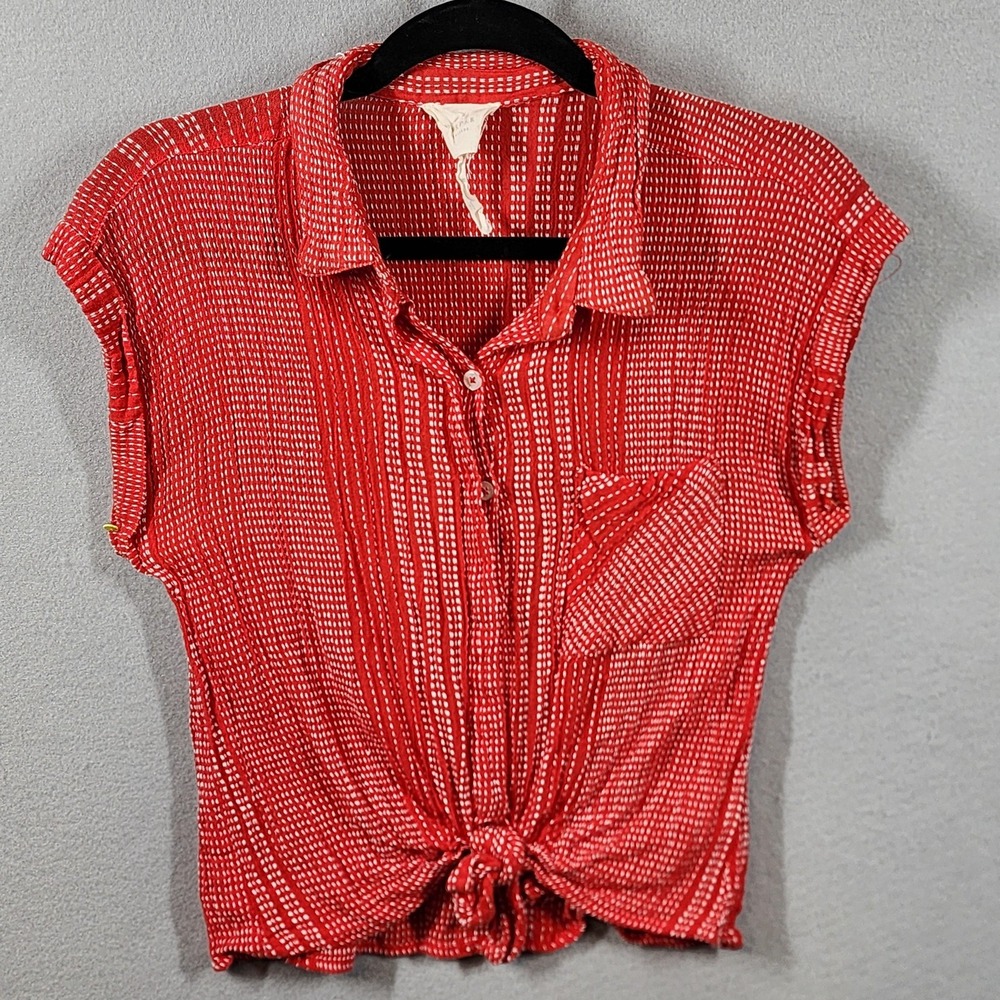 Red Tie-Front Crop Top - Women